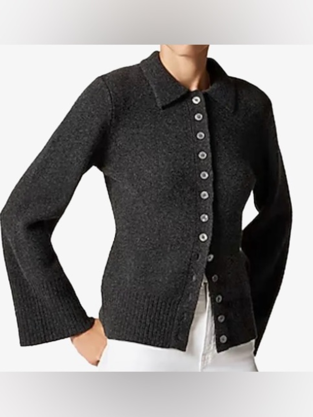 J. Crew Milano-Stitch Cinched-Waist Cardigan. Bell Sleeve. Size S. 100% Wool!